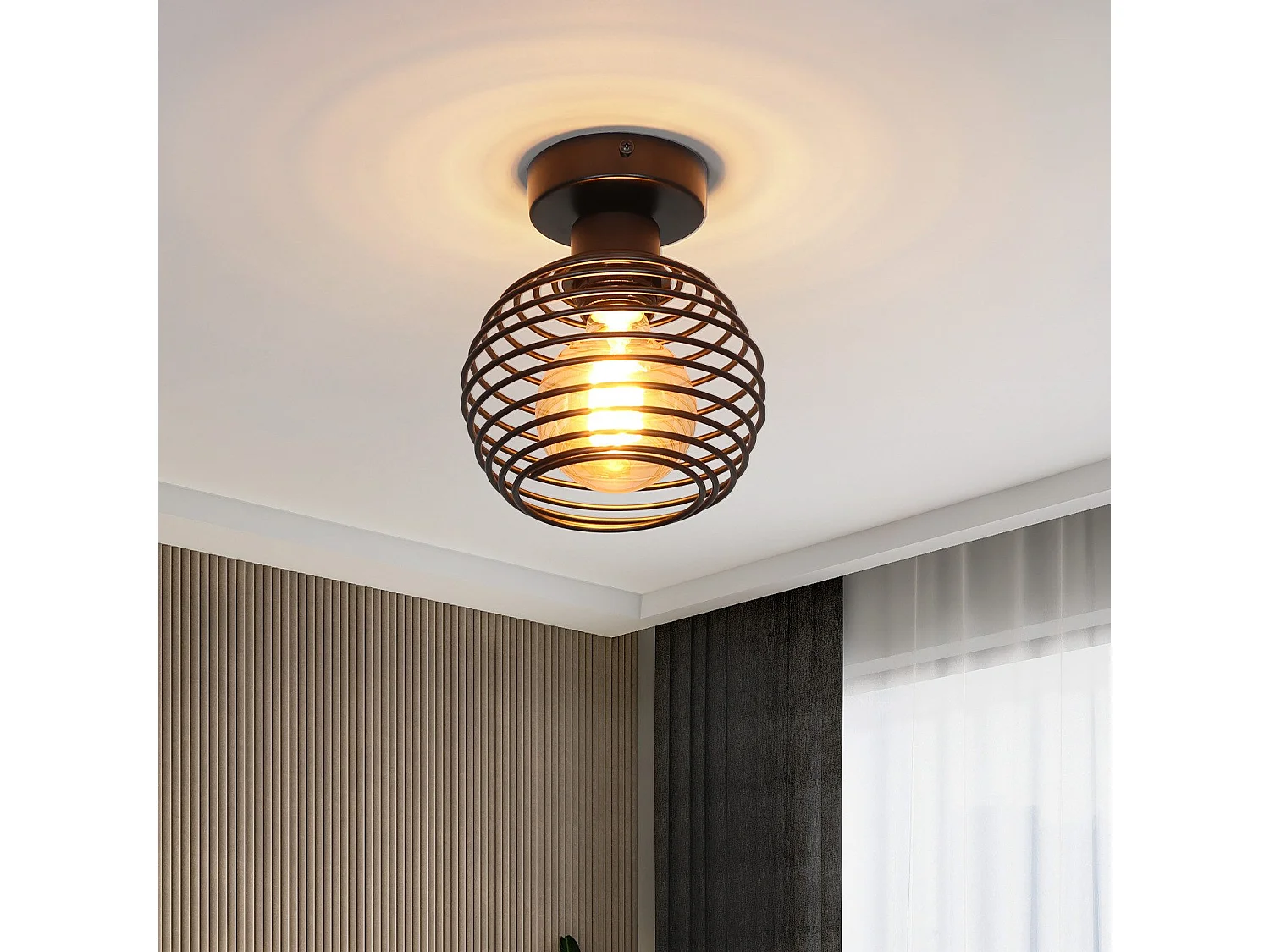 NETTLIFE Vintage Schwarze Deckenleuchte, E27, Metall, für Flur, Treppenhaus, Balkon, Küche, Schlafzimmer