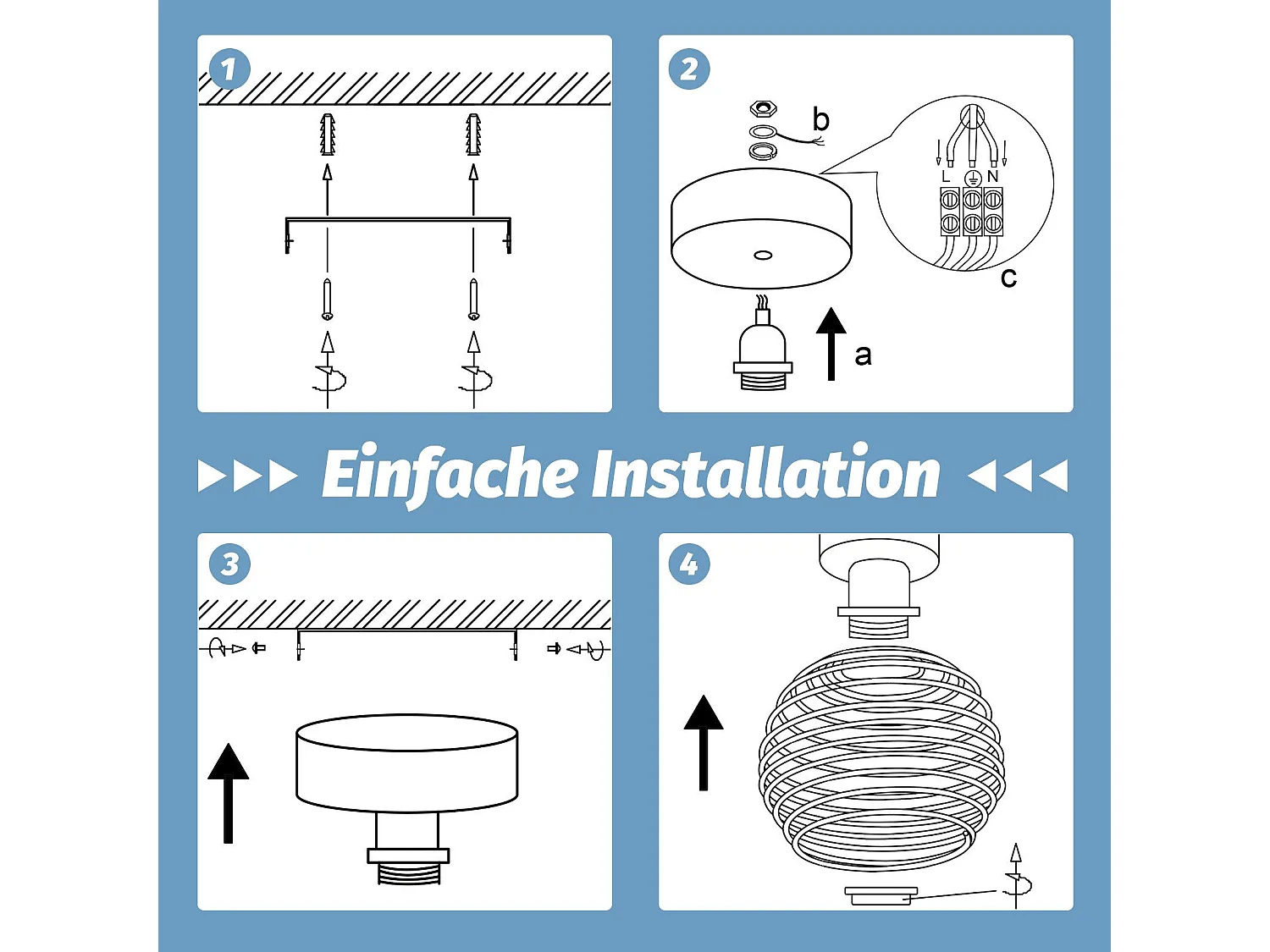 NETTLIFE Vintage Schwarze Deckenleuchte, E27, Metall, für Flur, Treppenhaus, Balkon, Küche, Schlafzimmer