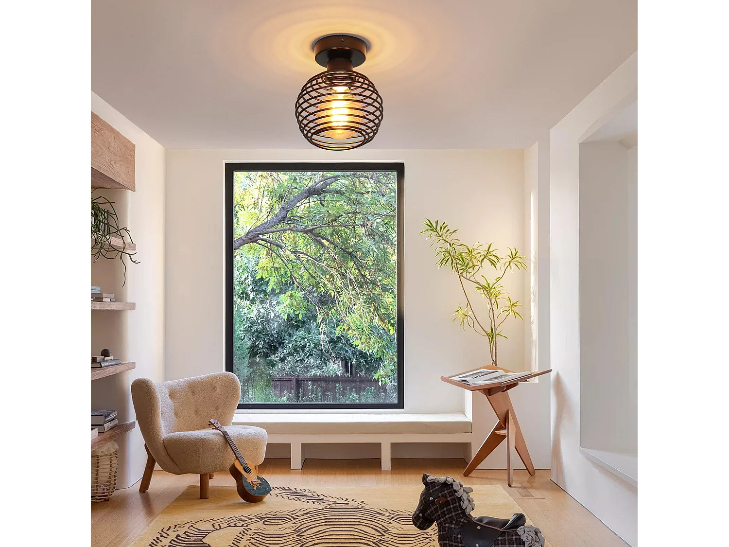 NETTLIFE Vintage Schwarze Deckenleuchte, E27, Metall, für Flur, Treppenhaus, Balkon, Küche, Schlafzimmer