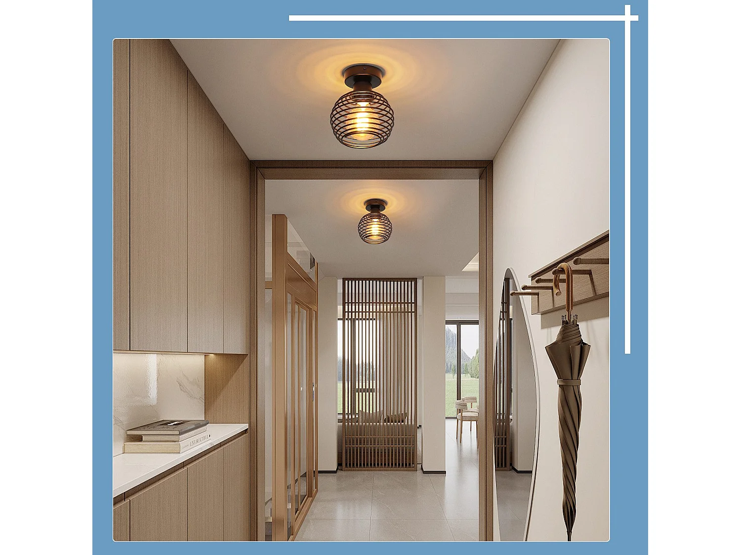 NETTLIFE Vintage Schwarze Deckenleuchte, E27, Metall, für Flur, Treppenhaus, Balkon, Küche, Schlafzimmer