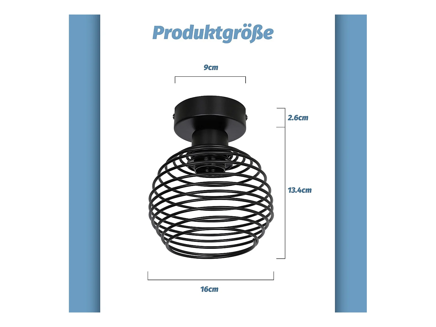 NETTLIFE Lampe vintage plafond noir, E27, métal, pour hall, escalier, balcon, cuisine, chambre
