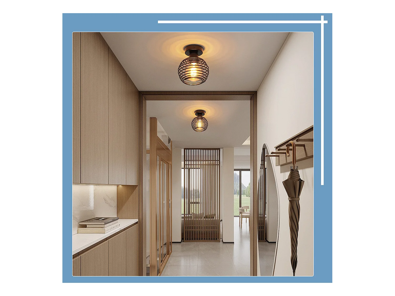 NETTLIFE Lampe vintage plafond noir, E27, métal, pour hall, escalier, balcon, cuisine, chambre