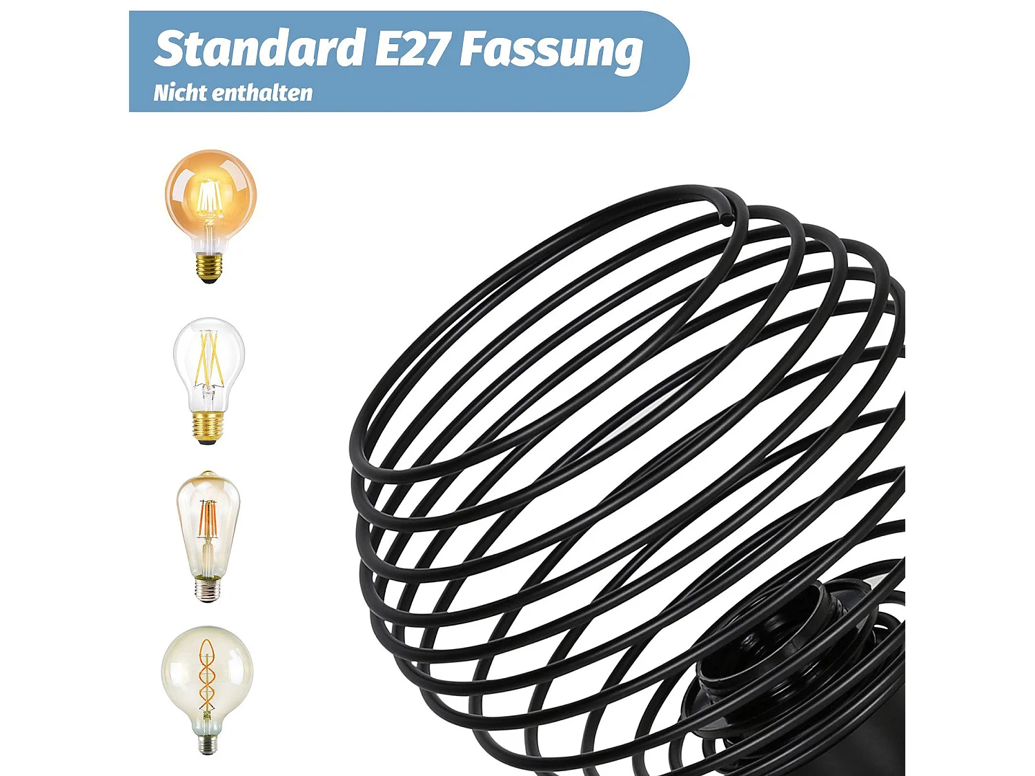 NETTLIFE Lampe vintage plafond noir, E27, métal, pour hall, escalier, balcon, cuisine, chambre