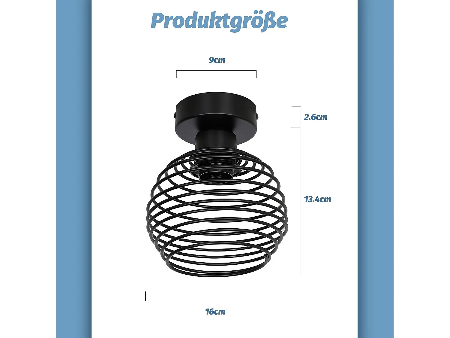 NETTLIFE Lampe vintage plafond noir, E27, métal, pour hall, escalier, balcon, cuisine, chambre