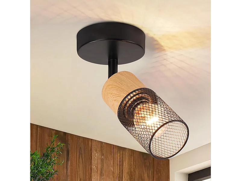 NETTLIFE Holz Deckenstrahler E14 Deckenlampe 350° Verstellbar Wandstrahler Vintage Küchenlampe