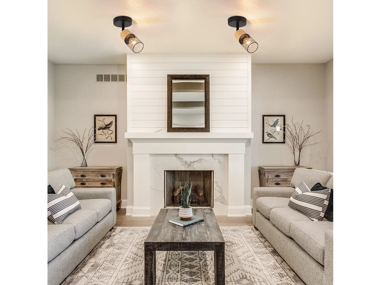 NETTLIFE Foco de techo de madera E14, luz de techo, foco de pared ajustable 350°, lámpara de cocina vintage