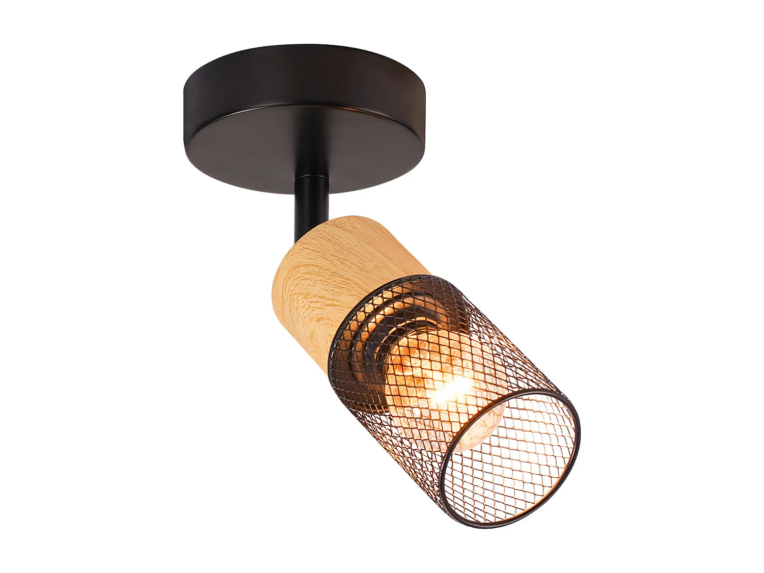 NETTLIFE Spot de plafond bois E14 plafonnier 350° spot mural orientable lampe de cuisine vintage