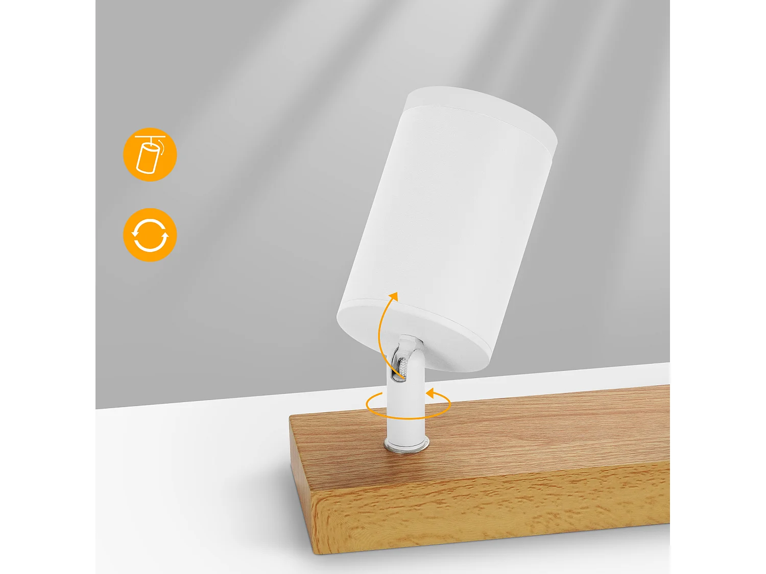 NETTLIFE Spot de plafond 4 flammes blanc bois GU10 Spot mural 350° orientable Vintage industriel rétro