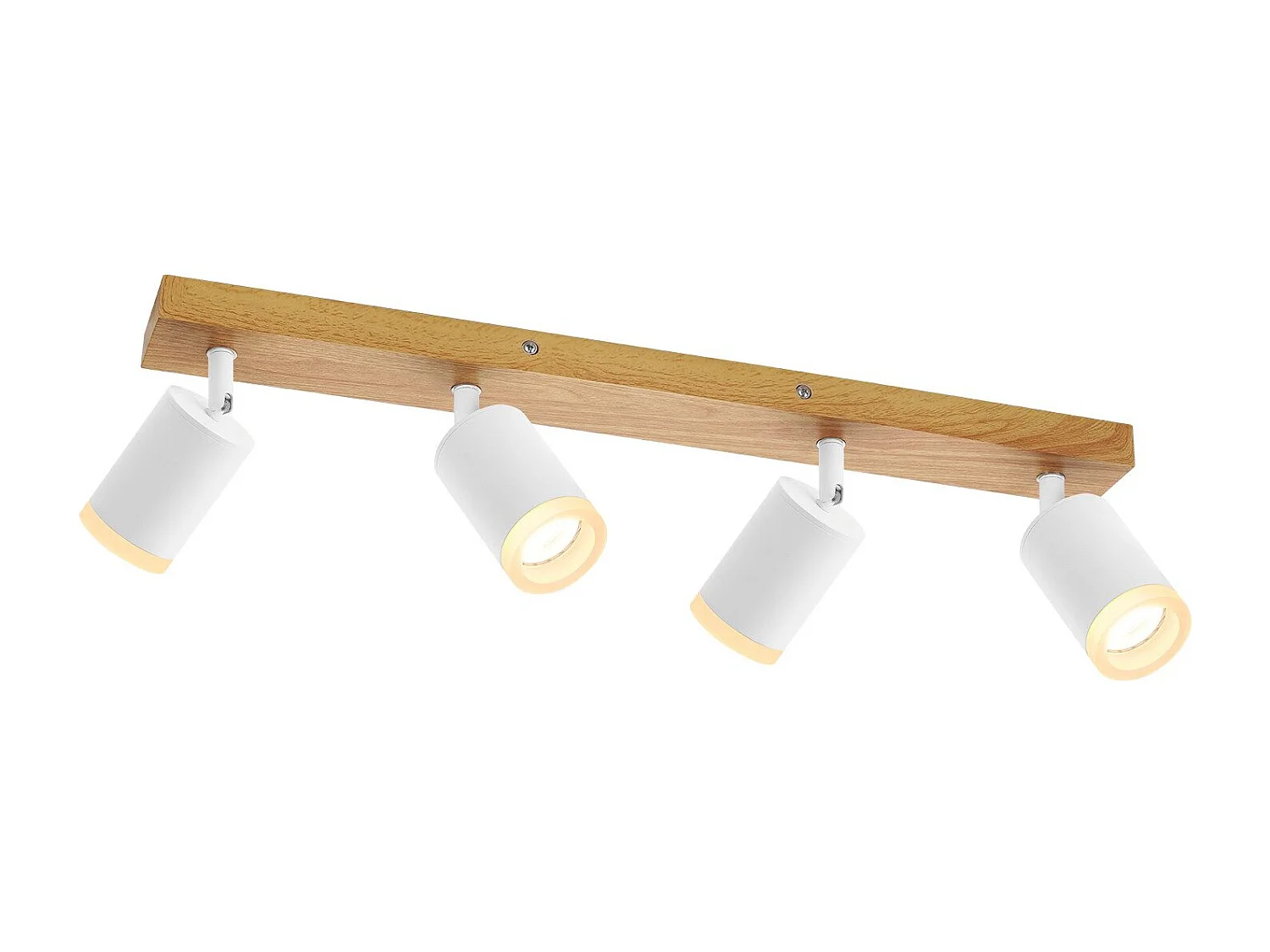 NETTLIFE Faretto da soffitto a 4 luci, finitura in legno bianco, lampadina GU10, faretto da parete orientabile a 350°, stile vintage