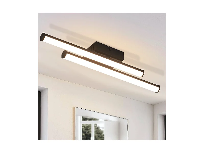 NETTLIFE Plafonnier LED salon moderne noir 24W 3000K blanc chaud chambre LED intégré en permanence