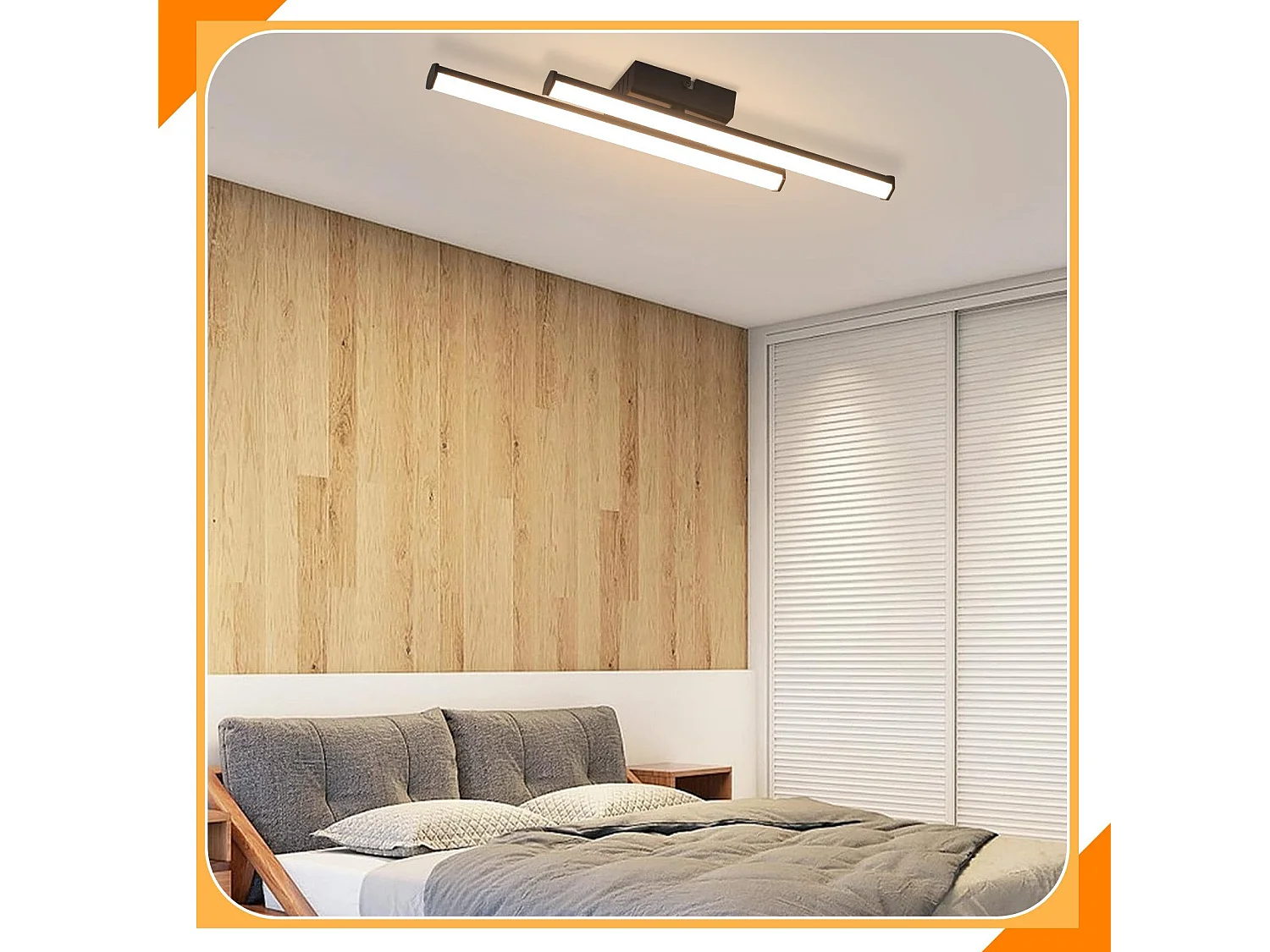 NETTLIFE Lámpara de techo LED moderna para sala de estar, negra, 24 W, 3000 K, blanca cálida, para dormitorio, LED integrada de forma permanente