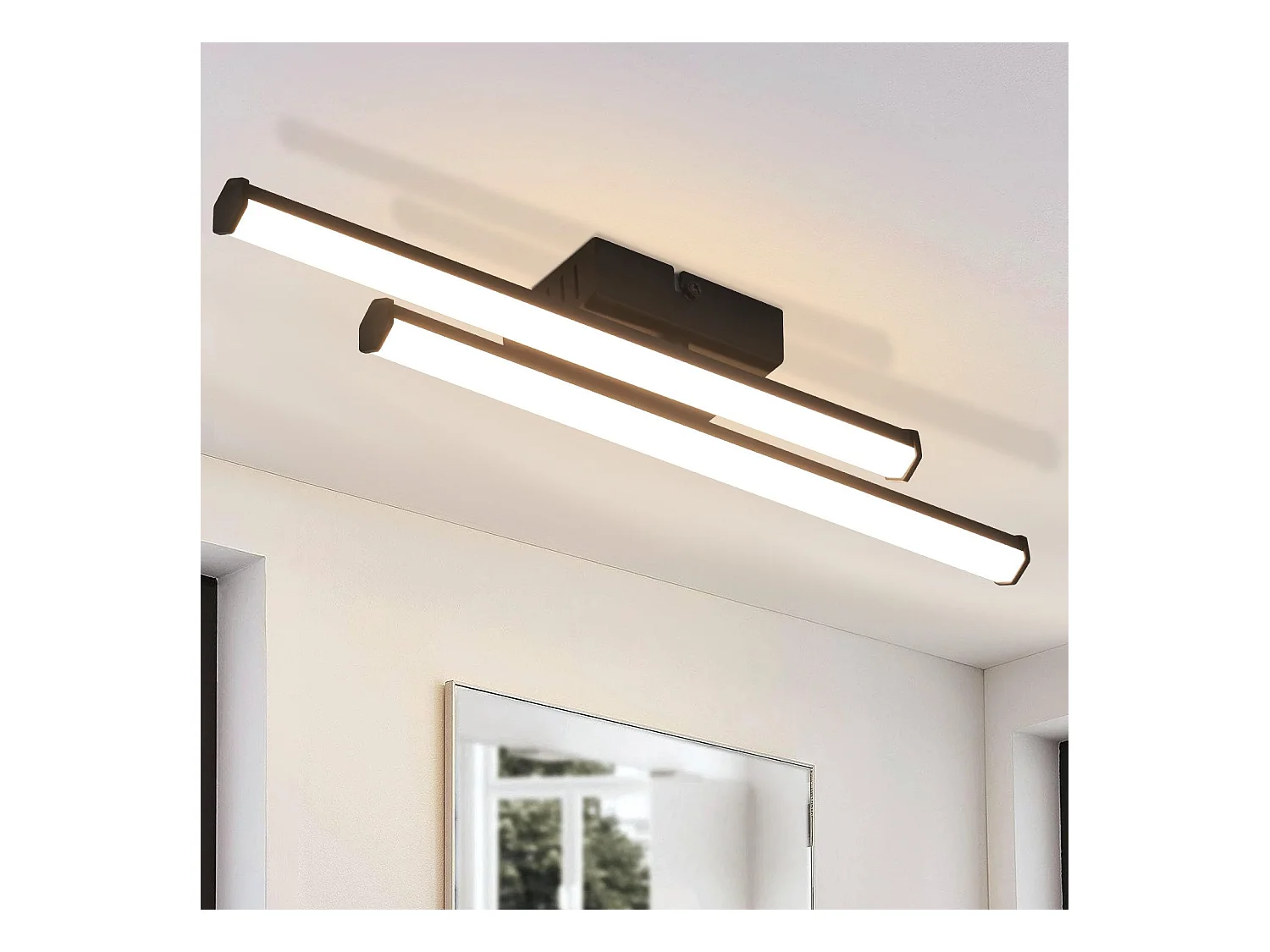 NETTLIFE Plafonnier LED salon moderne noir 24W 3000K blanc chaud chambre LED intégré en permanence