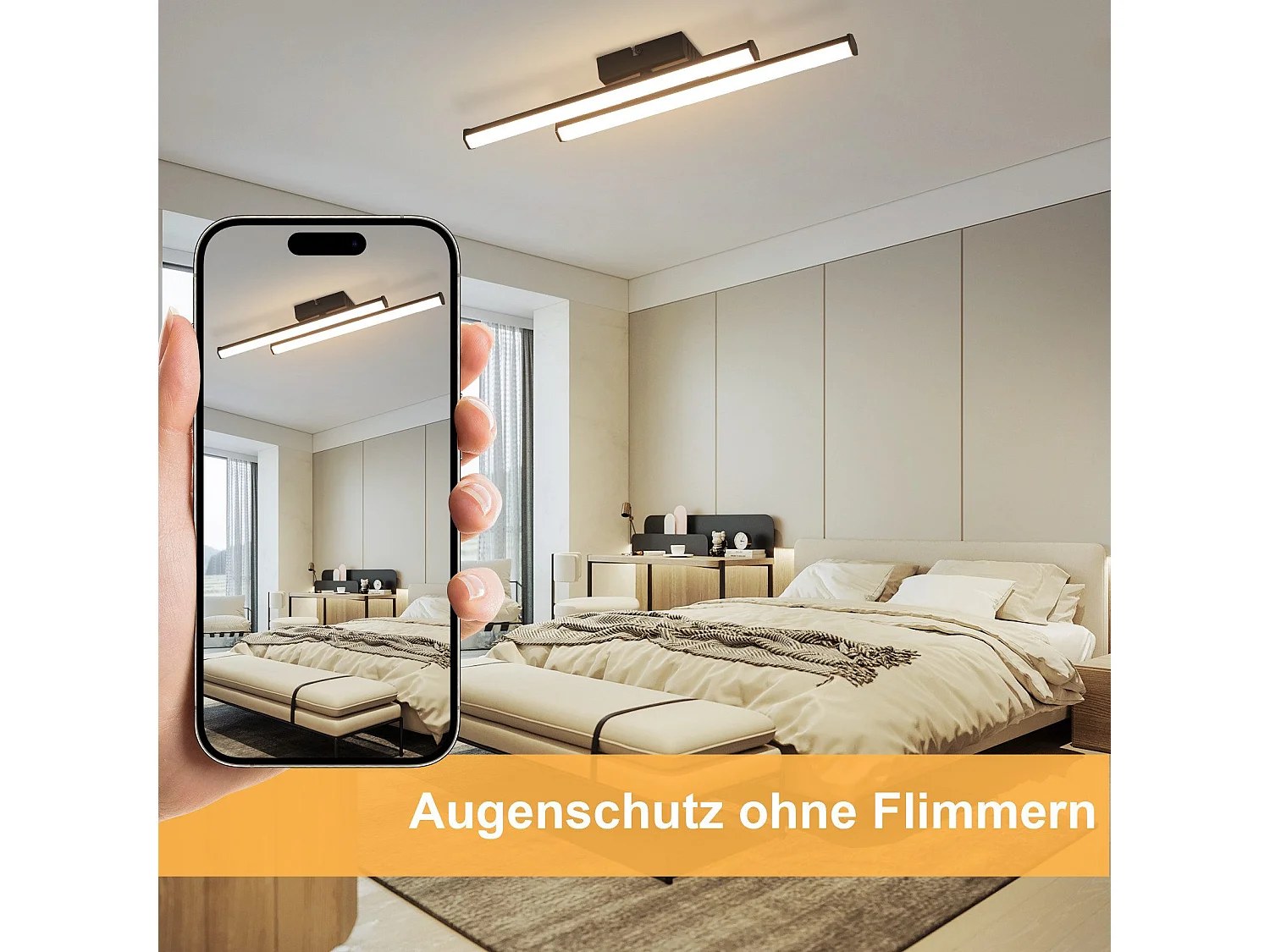 NETTLIFE Moderne LED Deckenleuchte Wohnzimmer Schwarz 12W 3000K Warmweiß Schlafzimmer LED Integriert Fest