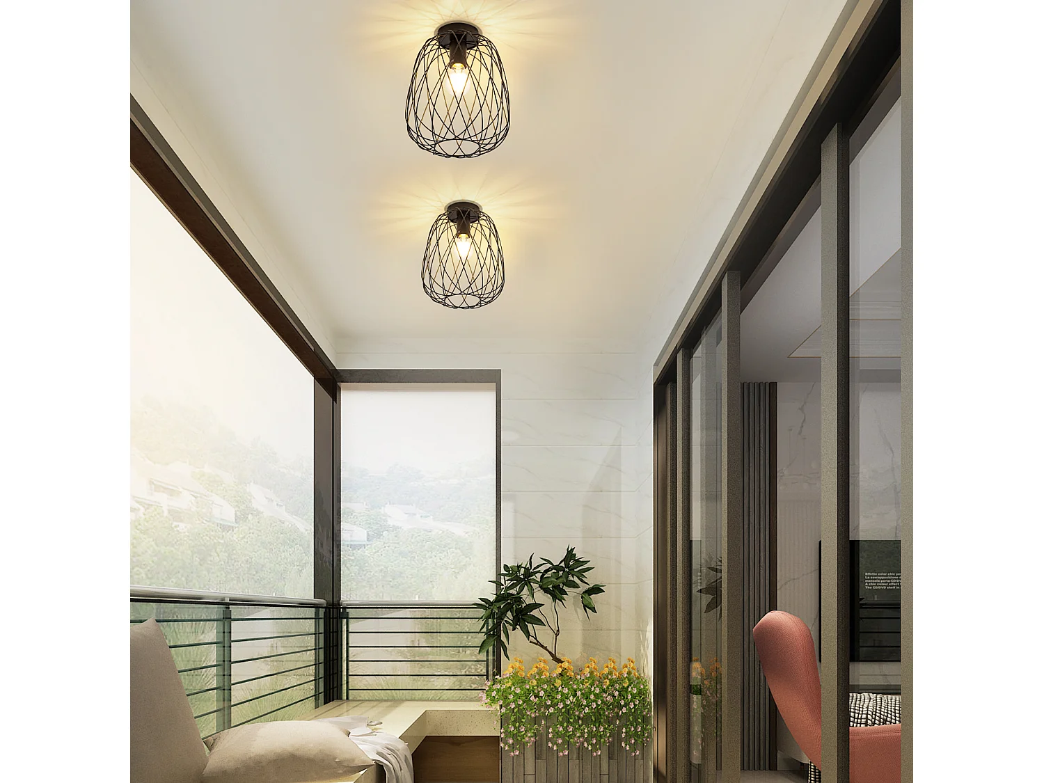 NETTLIFE Czarna lampa sufitowa Vintage Industrial Retro lampa do korytarza E27 1 żarówka okrągła metalowa lampa