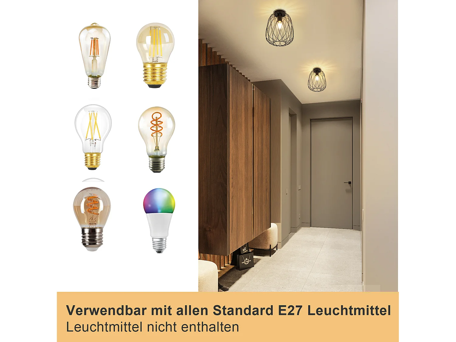 NETTLIFE Plafonnier noir lampe de couloir plafonnier vintage industriel rétro E27 1 ampoule lampe ronde métal