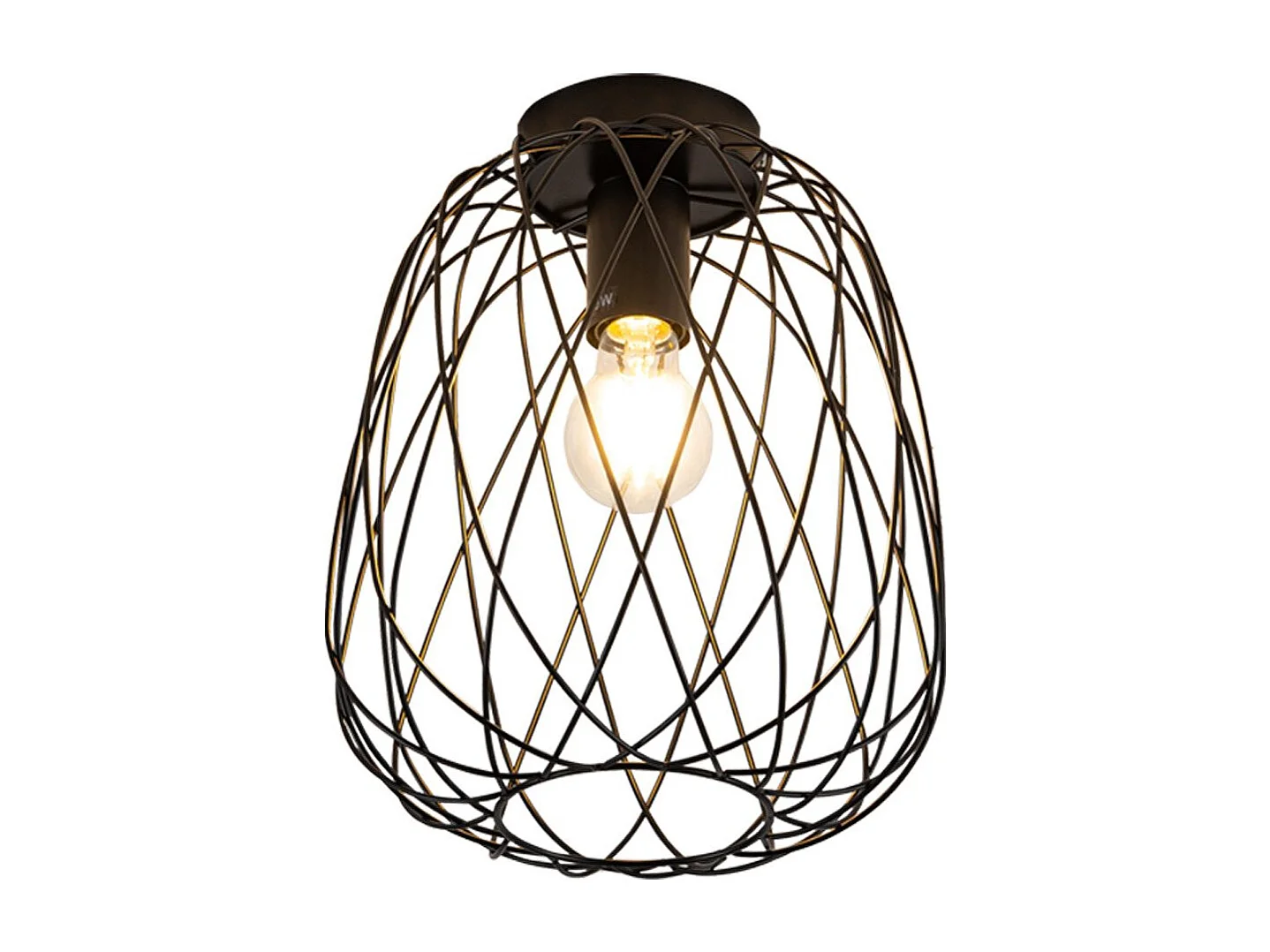 NETTLIFE Plafonnier noir lampe de couloir plafonnier vintage industriel rétro E27 1 ampoule lampe ronde métal