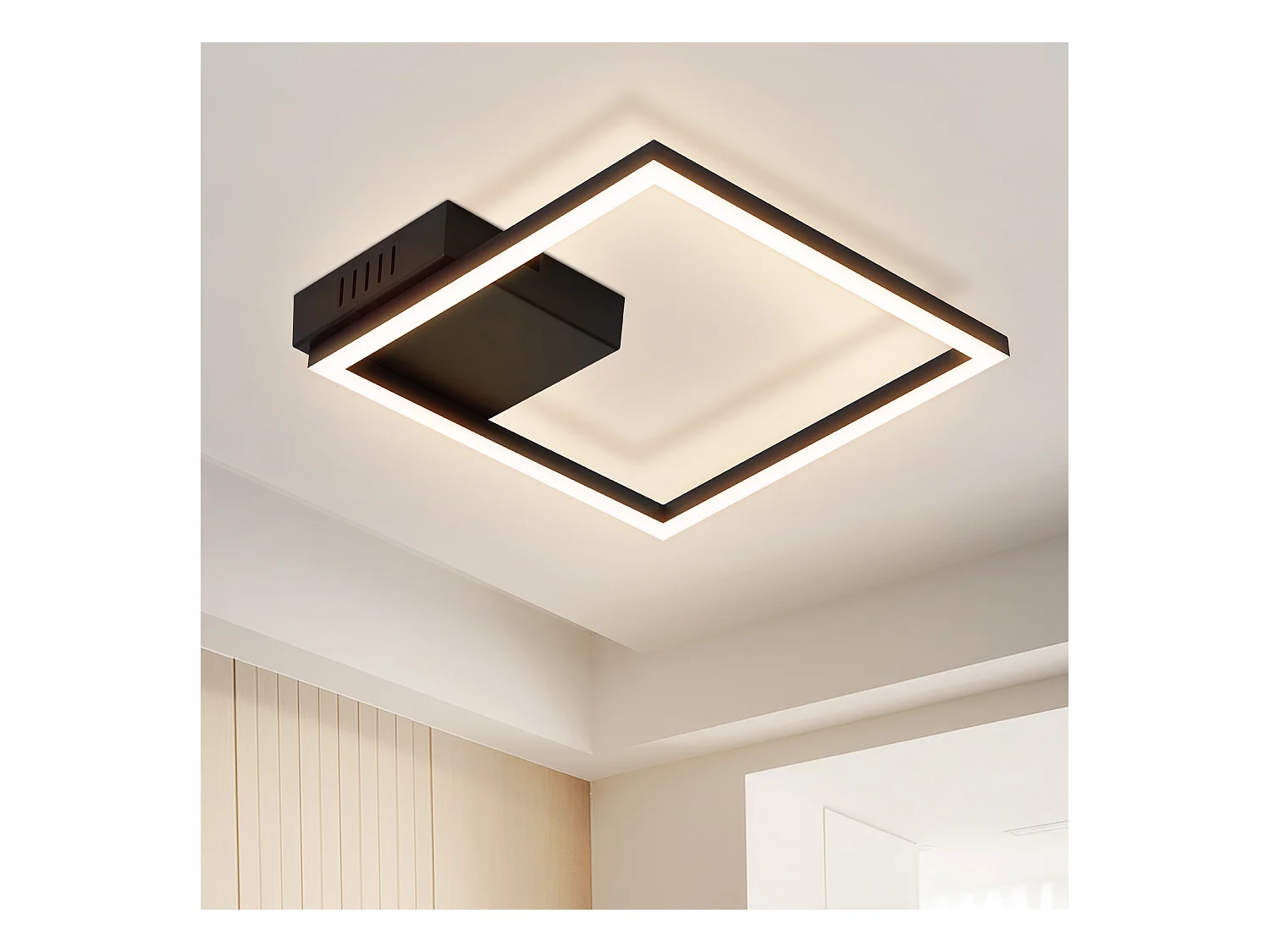 NETTLIFE Plafonnier LED plafonnier cuisine blanc chaud noir design moderne 3000K 12W