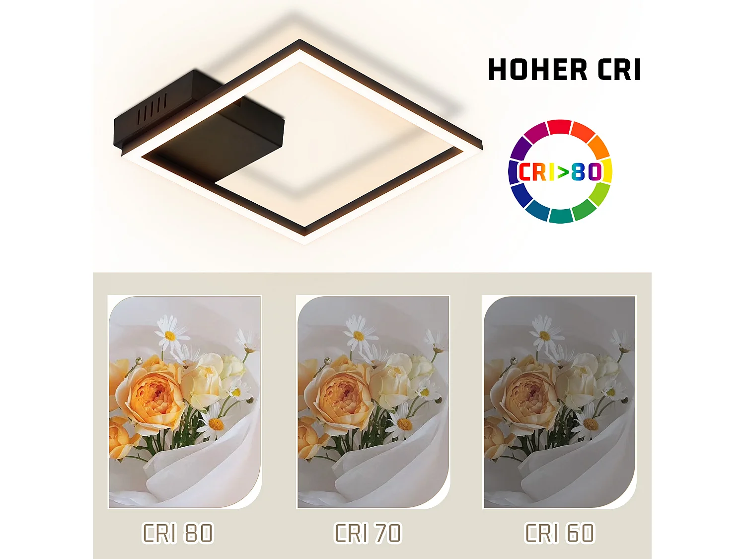 NETTLIFE Plafonnier LED plafonnier cuisine blanc chaud noir design moderne 3000K 12W