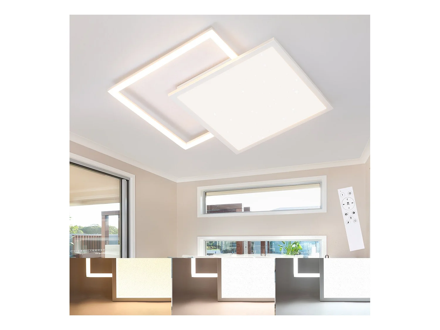 NETTLIFE Lampe plafond LED réglable, 46W, design étoilé, pour salon, chambre, bureau, cuisine