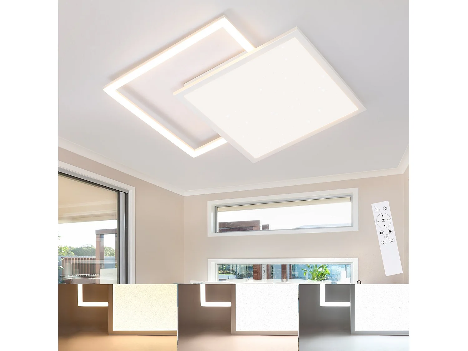 NETTLIFE Lampe plafond LED réglable, 46W, design étoilé, pour salon, chambre, bureau, cuisine