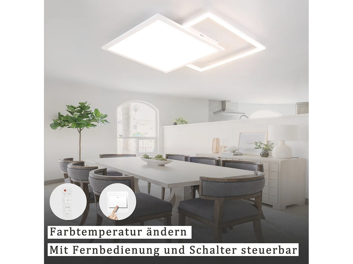 NETTLIFE Lampe plafond LED réglable, 46W, design étoilé, pour salon, chambre, bureau, cuisine