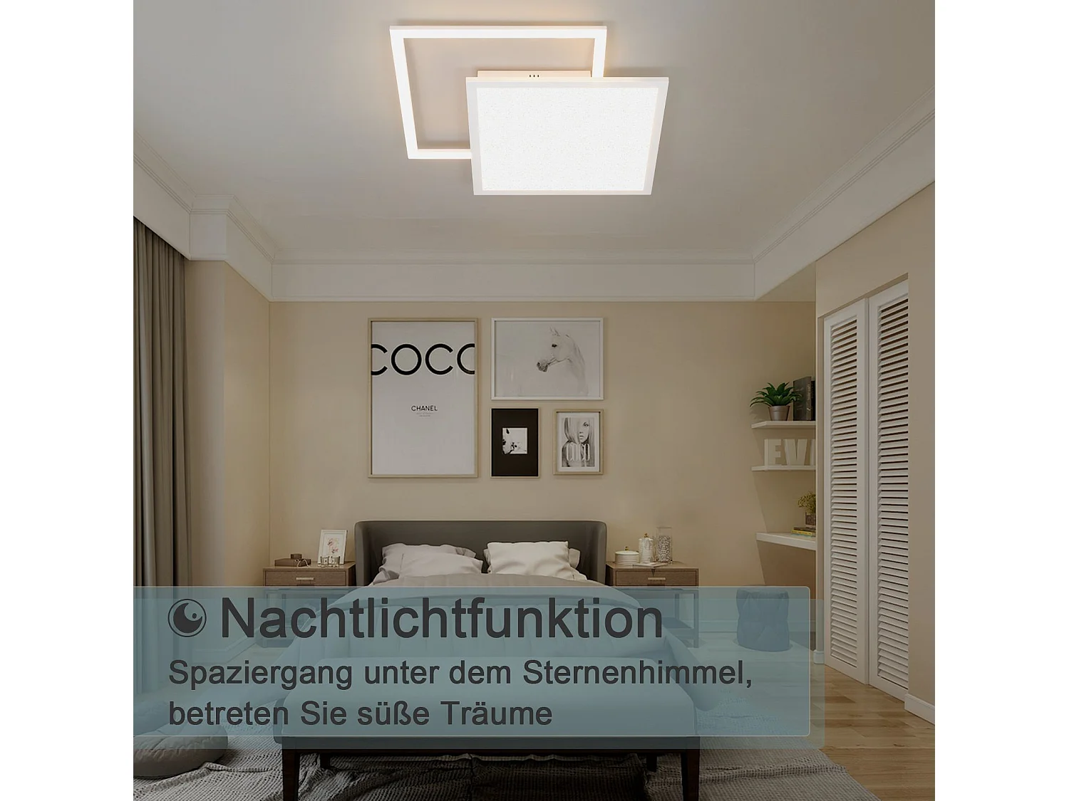 NETTLIFE Lampe plafond LED réglable, 46W, design étoilé, pour salon, chambre, bureau, cuisine