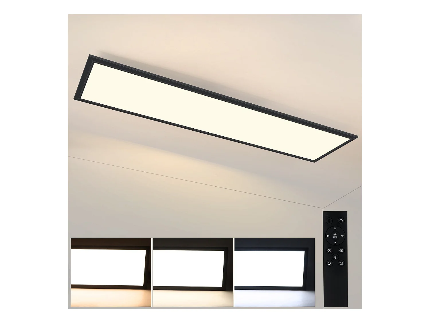 NETTLIFE Plafonnier plat à panneau LED dimmable avec télécommande minuterie 42W 60S