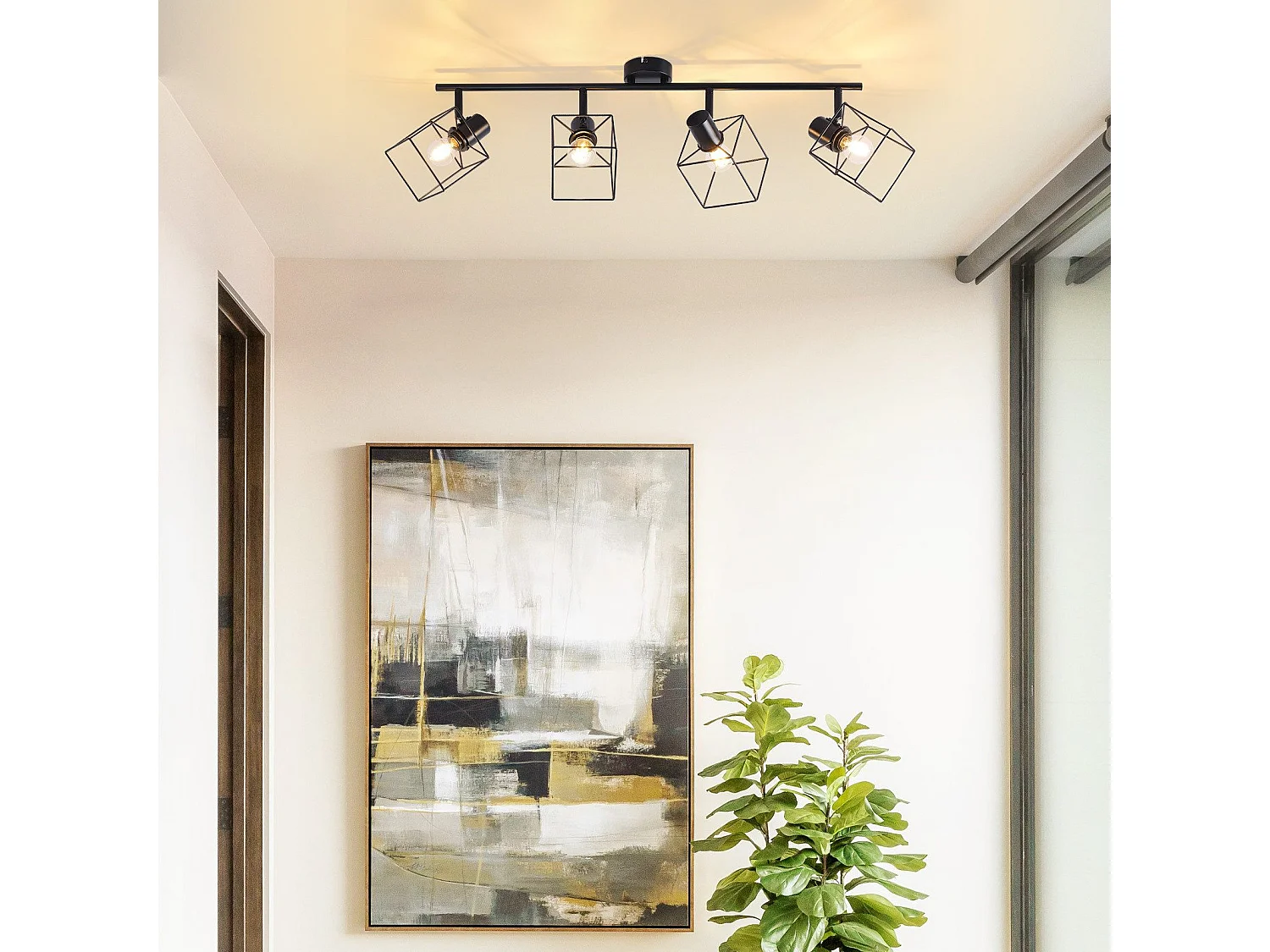 NETTLIFE Foco de techo negro E14 giratorio 350°, lámpara de techo vintage de metal, ajustable para sala de estar, sin bombilla