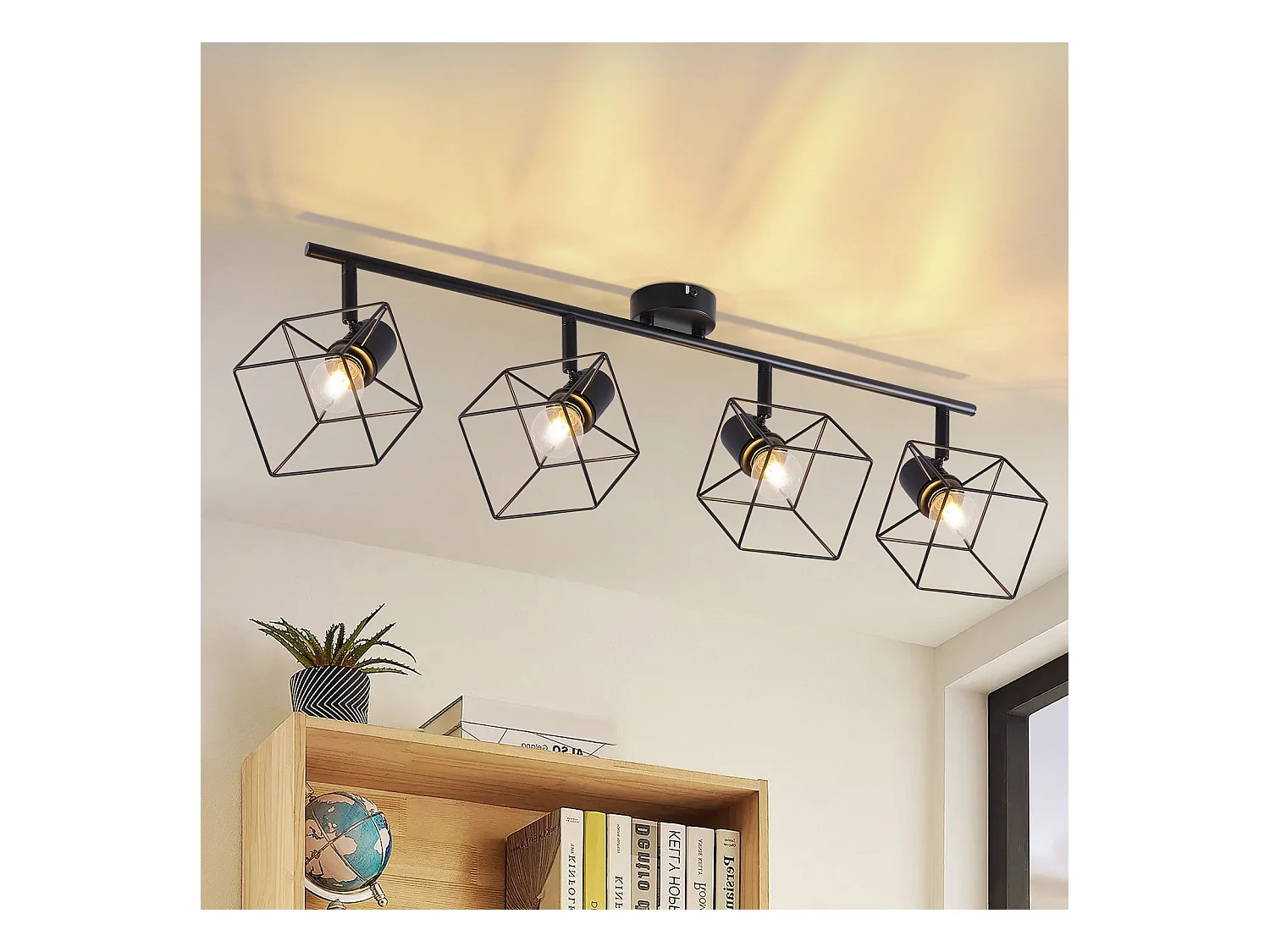 NETTLIFE Spot de plafond noir E14 plafonnier orientable à 350° vintage métal salon orientable sans ampoule