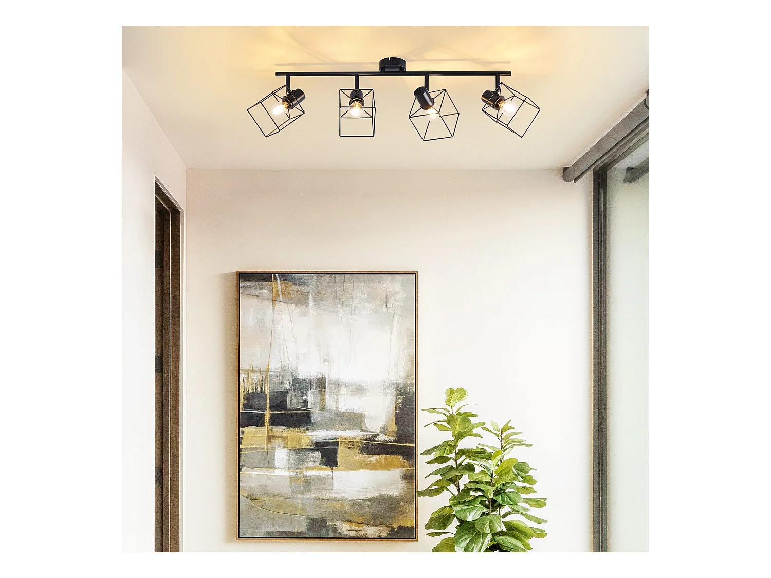 NETTLIFE Spot de plafond noir E14 plafonnier orientable à 350° vintage métal salon orientable sans ampoule