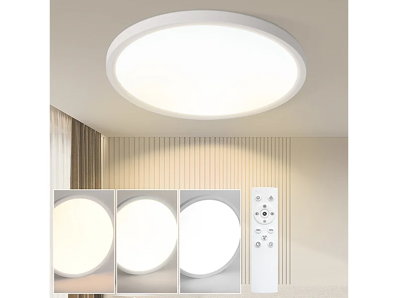 NETTLIFE Plafondlamp Platte LED Plafondlamp - Ø30cm Ronde Dimbare Badkamerlamp Wit 24W