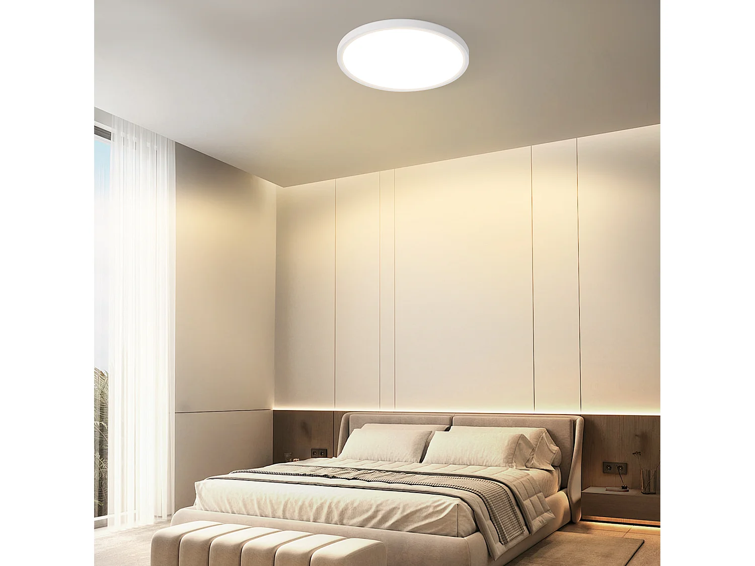 NETTLIFE Deckenleuchte Flache LED Deckenleuchte - Ø30cm Rund Dimmbar Badezimmerlampe Weiß 24W