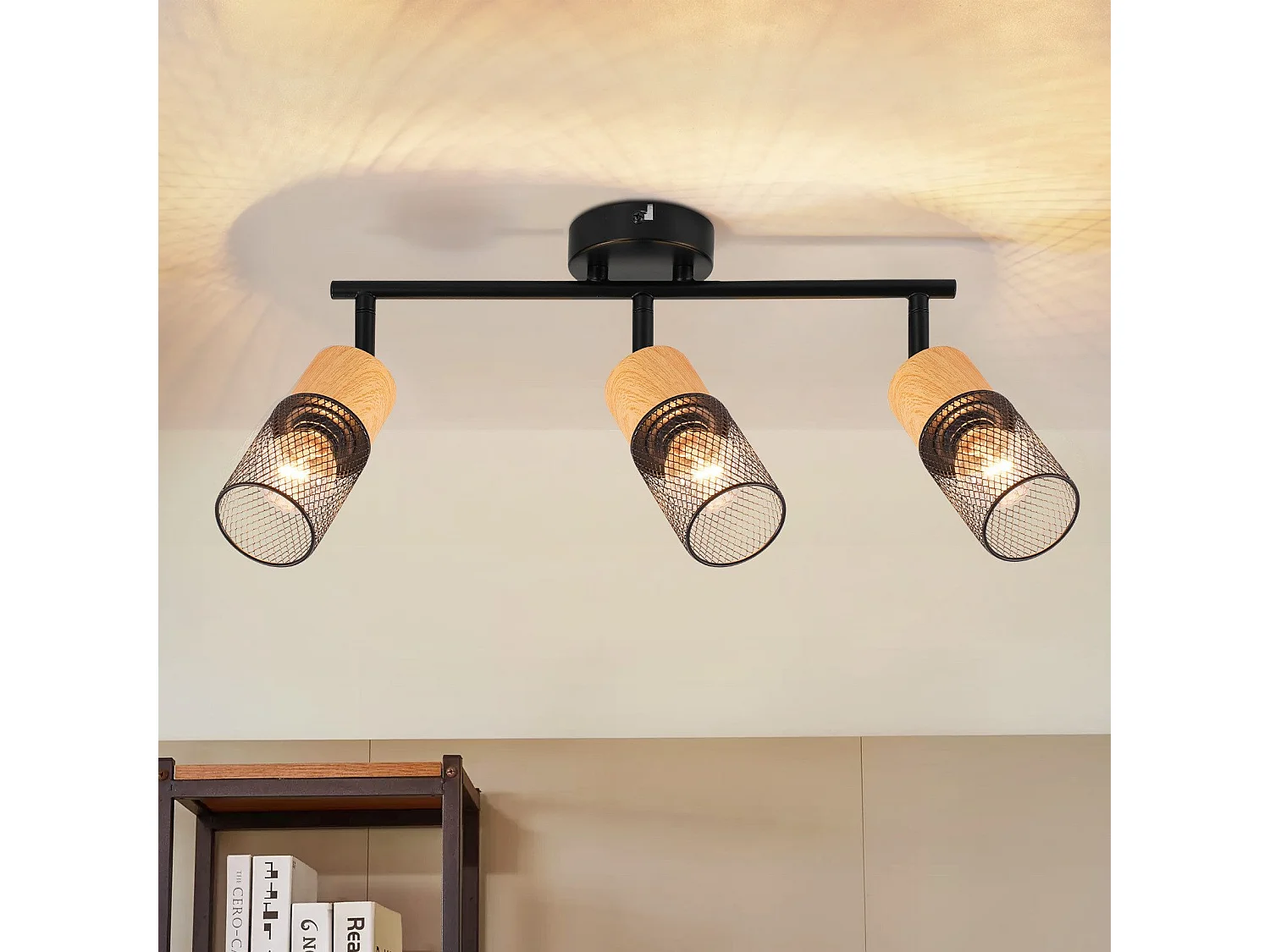 NETTLIFE Houten plafondspot E14 plafondlamp 350° verstelbare wandspot zonder lamp