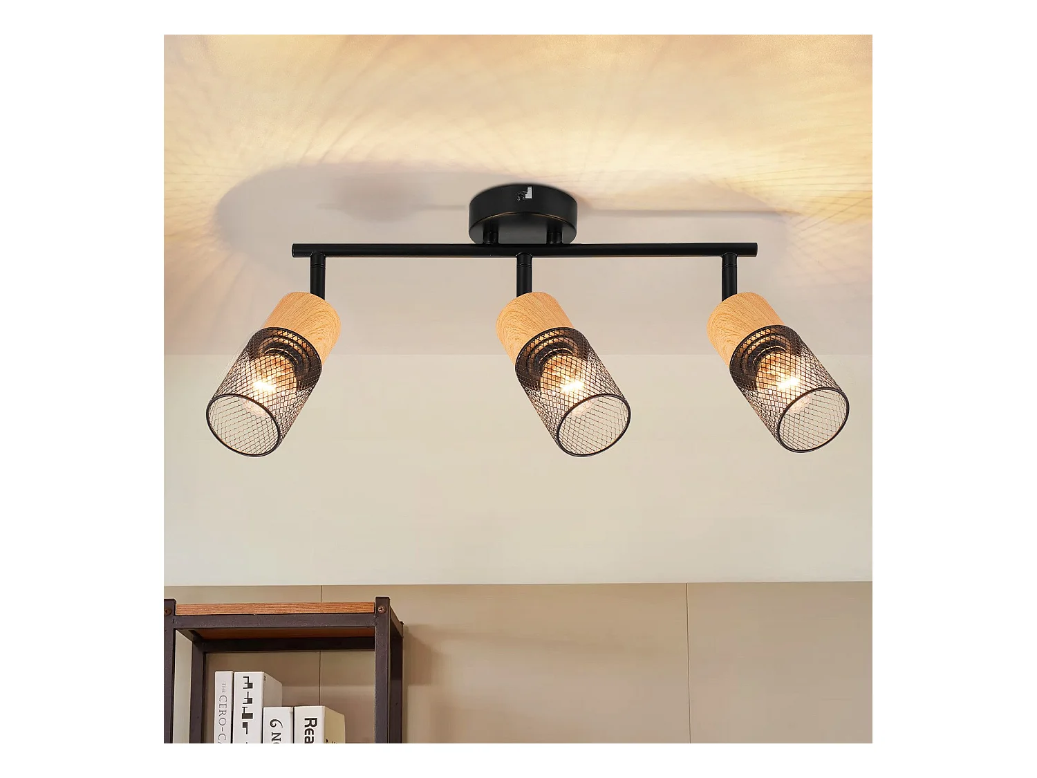 NETTLIFE Houten plafondspot E14 plafondlamp 350° verstelbare wandspot zonder lamp