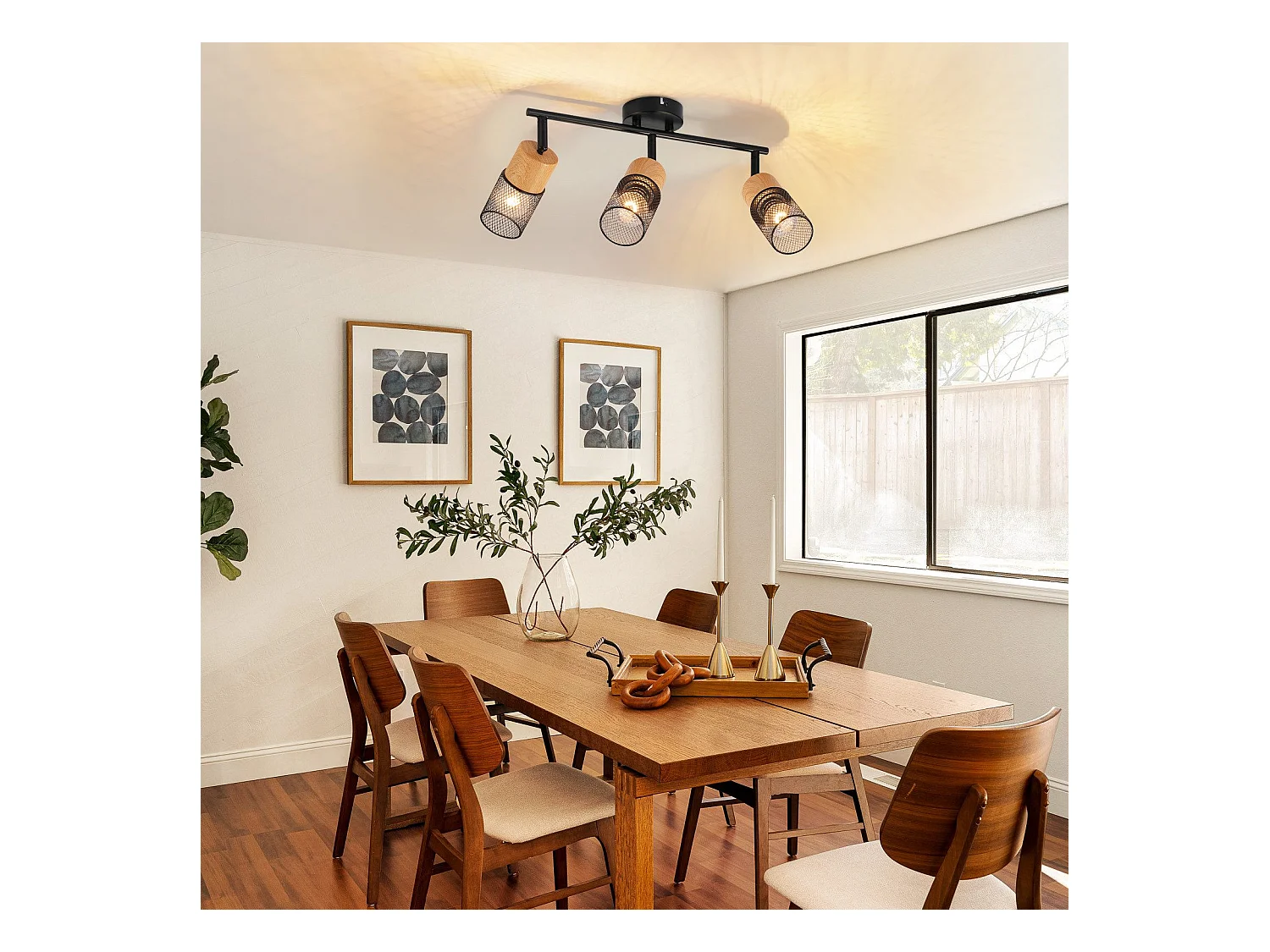NETTLIFE Spot de plafond bois E14 plafonnier 350° spot mural orientable lampe de cuisine vintage orientable sans ampoule