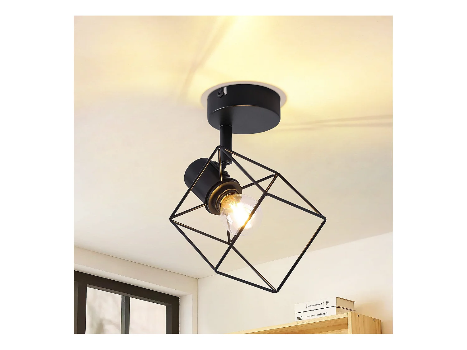 NETTLIFE Spot de plafond noir E14 plafonnier orientable à 350° vintage métal salon