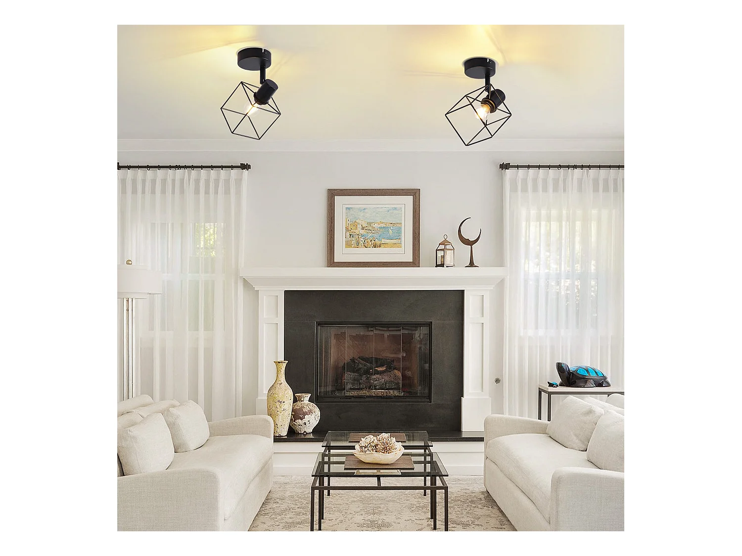 NETTLIFE Spot de plafond noir E14 plafonnier orientable à 350° vintage métal salon