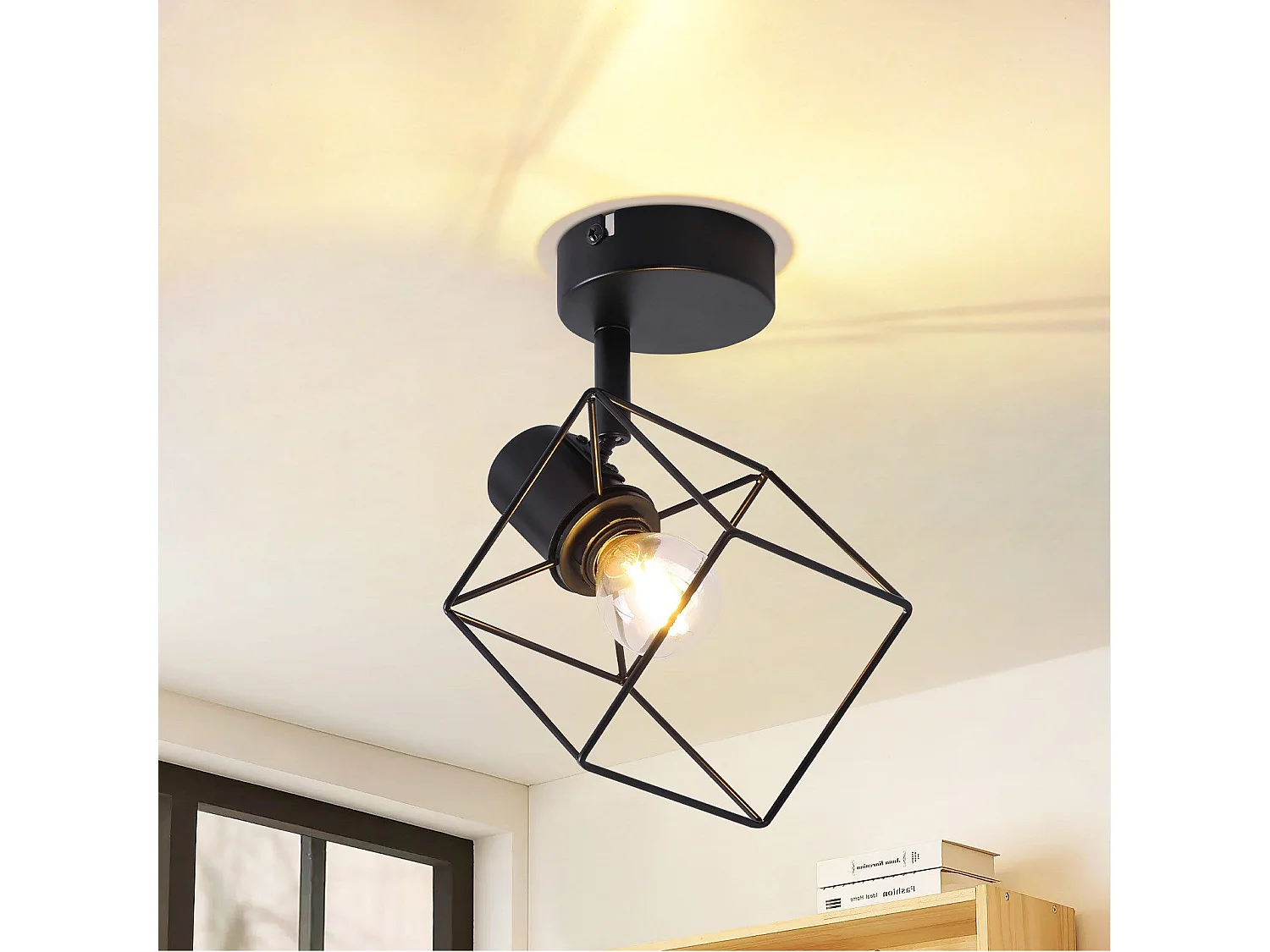 NETTLIFE Spot de plafond noir E14 plafonnier orientable à 350° vintage métal salon