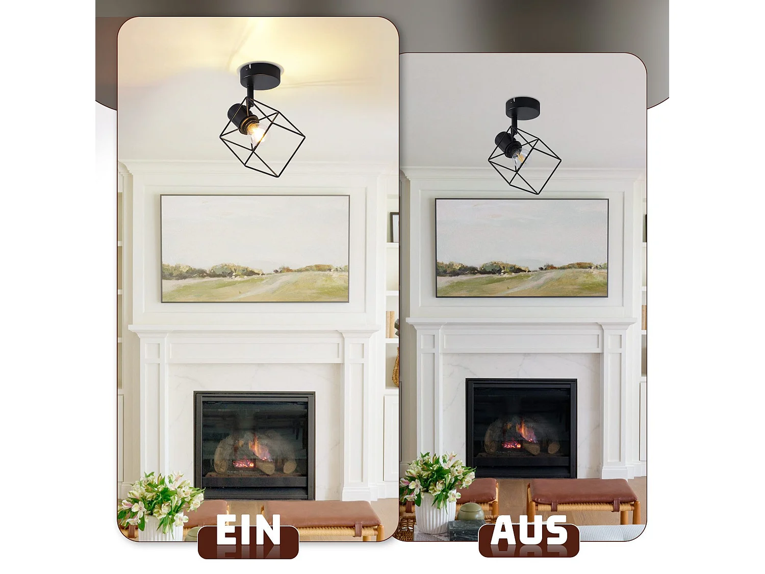 NETTLIFE Spot de plafond noir E14 plafonnier orientable à 350° vintage métal salon