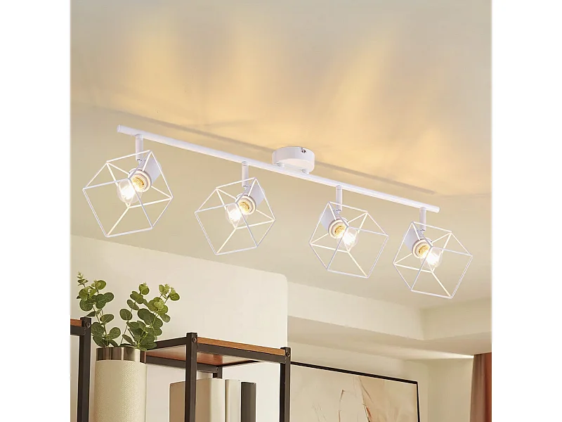 NETTLIFE reflektor sufitowy E14 350° Obrotowy metalowy sufitowy reflektor do salonu Regulowany bez żarówki