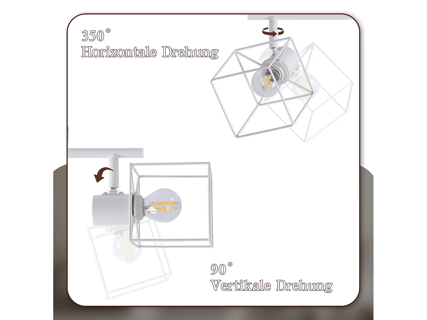 NETTLIFE Plafondspot E14 350° Draaibaar Metalen Woonkamer Plafondlamp Verstelbaar Zonder Lamp