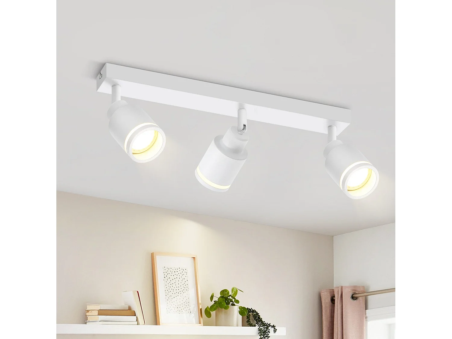 NETTLIFE Plafonnier Blanc moderne : 3 spots de plafond orientables en métal, plafonnier GU10, pour chambre, salle à manger, sans ampoule