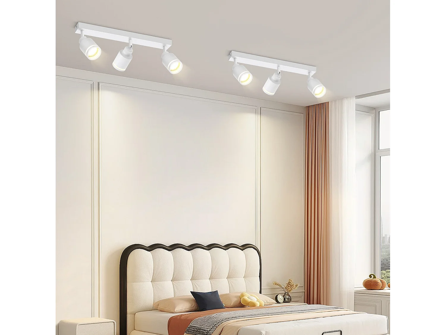 NETTLIFE Plafonnier Blanc moderne : 3 spots de plafond orientables en métal, plafonnier GU10, pour chambre, salle à manger, sans ampoule