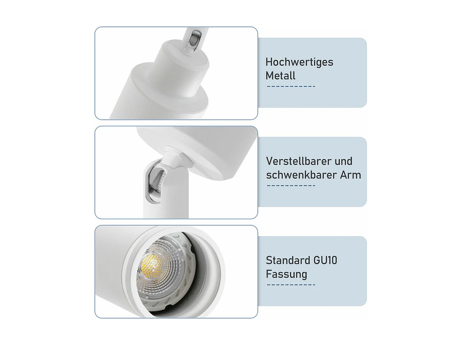 NETTLIFE Plafonnier Blanc moderne : 3 spots de plafond orientables en métal, plafonnier GU10, pour chambre, salle à manger, sans ampoule