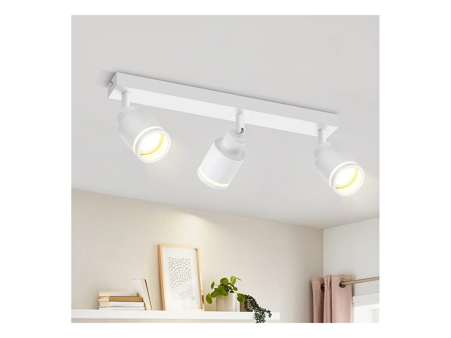 NETTLIFE Plafonnier Blanc moderne : 3 spots de plafond orientables en métal, plafonnier GU10, pour chambre, salle à manger, sans ampoule