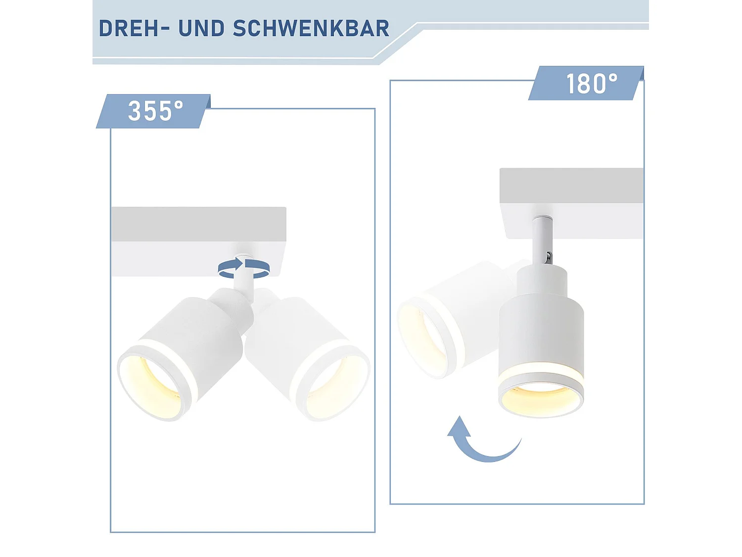 NETTLIFE Plafonnier Blanc moderne : 3 spots de plafond orientables en métal, plafonnier GU10, pour chambre, salle à manger, sans ampoule