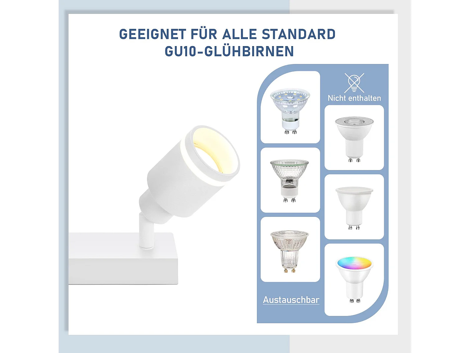 NETTLIFE Plafonnier Blanc moderne : 3 spots de plafond orientables en métal, plafonnier GU10, pour chambre, salle à manger, sans ampoule