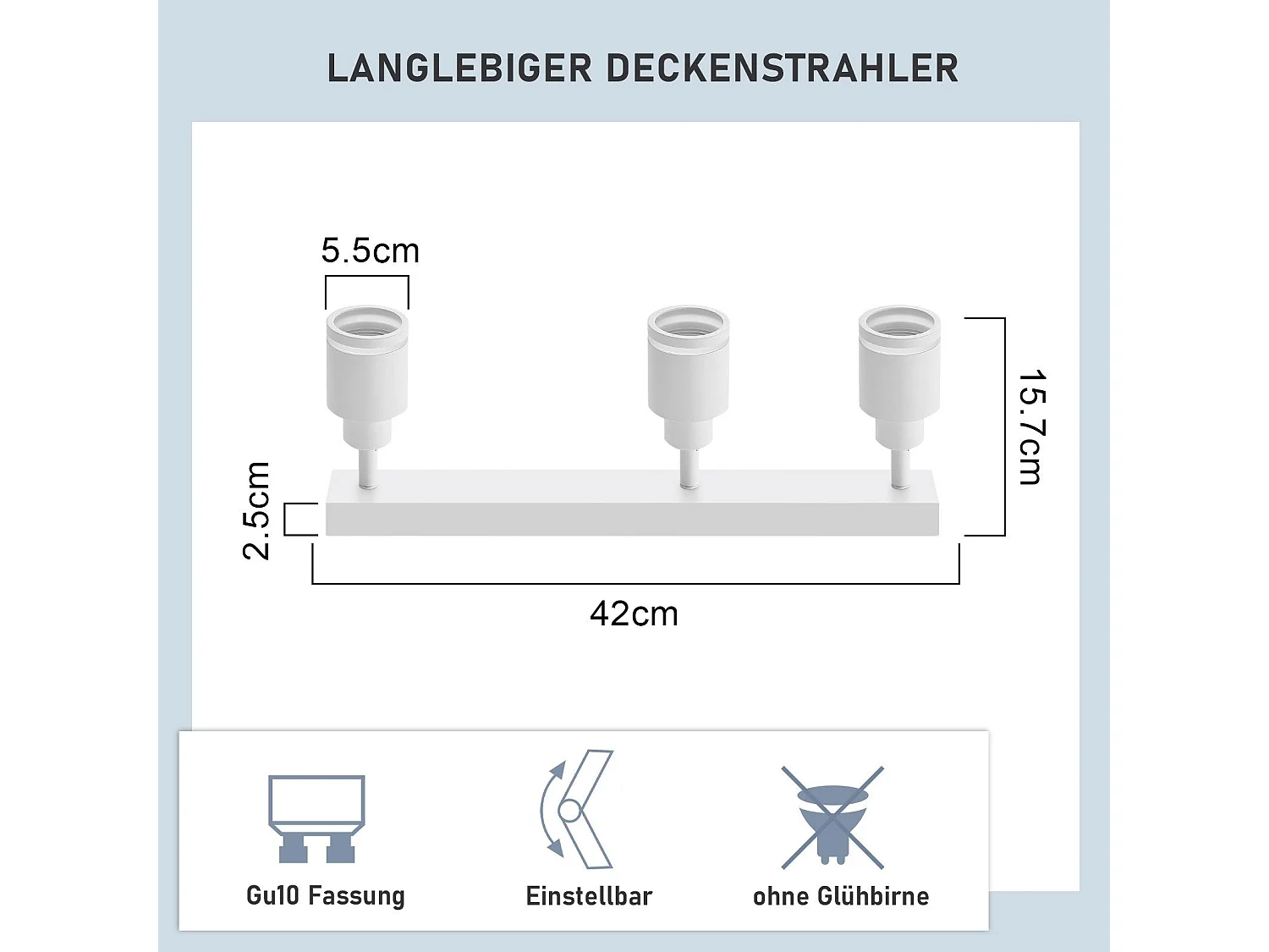 NETTLIFE Plafonnier Blanc moderne : 3 spots de plafond orientables en métal, plafonnier GU10, pour chambre, salle à manger, sans ampoule