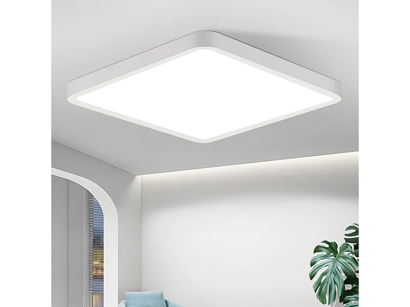 NETTLIFE Plafonnier LED plat 23CM 6500K 18W carré chambre blanc LED intégré en permanence