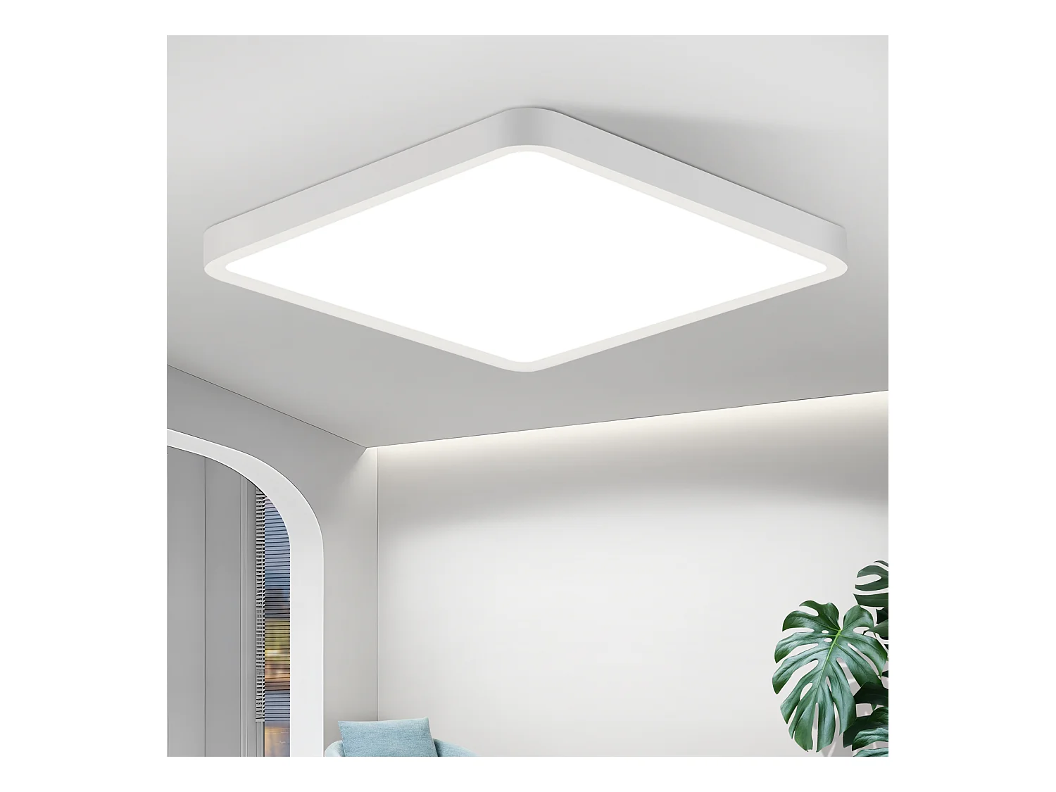 NETTLIFE Plafonnier LED plat 23CM 6500K 18W carré chambre blanc LED intégré en permanence